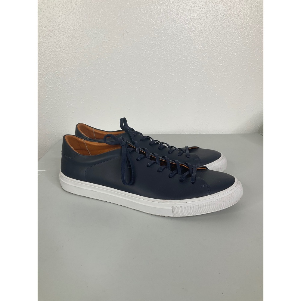 Beckett Simonon Reid Low Top Sneakers Mens 12 Navy Blue Leather Minimalist Shoes